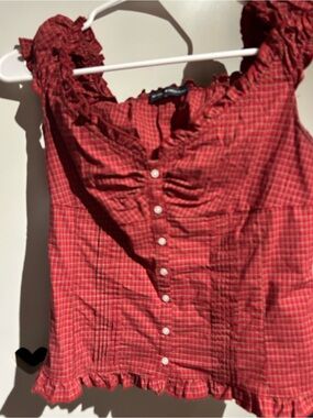 Brandy Melville Red Plaid Elena Top